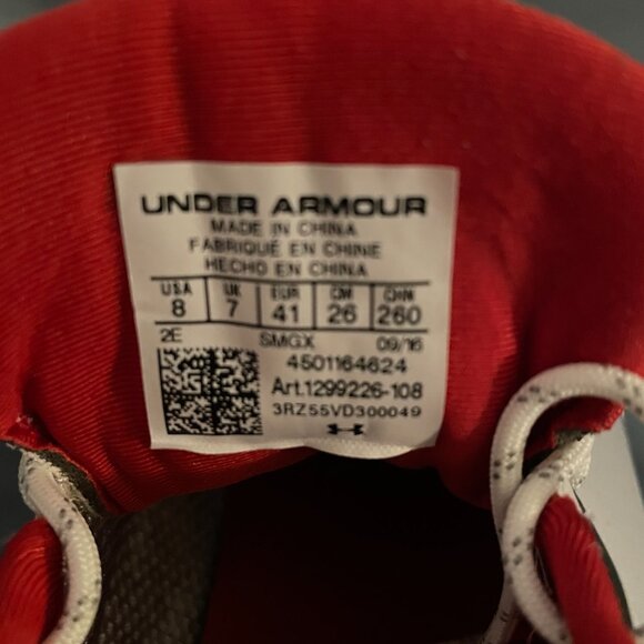 Under Armour Spieth One Golf Shoe White/Black/Red (Extra Wide) Mens 8EE - Picture 10 of 10